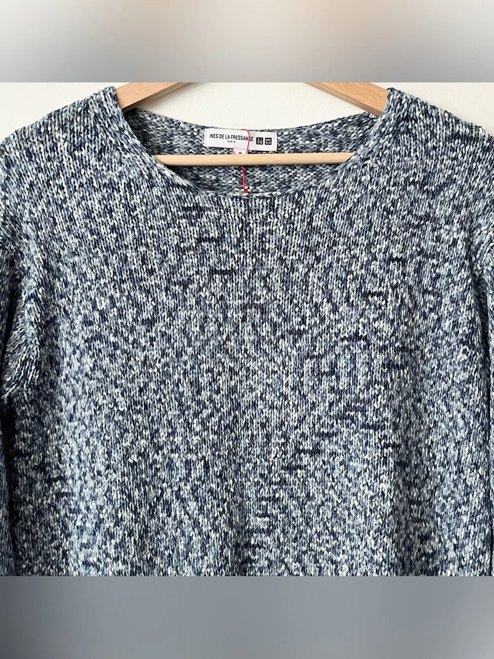 NWOT Uniqlo x Ines de la Fressance Women's Blue Denim Ribbon Knit Sweater Size M